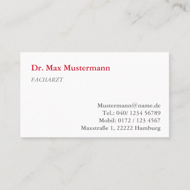 Cartão De Visita Arzt Visitenkarte (Frente)