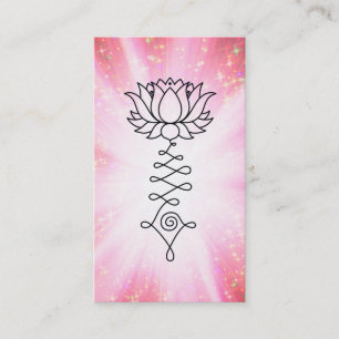 Cartão De Visita *~* As faíscas Douradas cor-de-rosa Lotus Reiki -