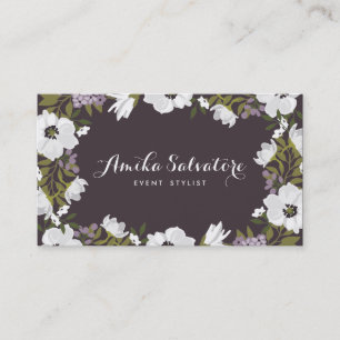 Cartão De Visita As flores da anêmona do Lilac personalizaram