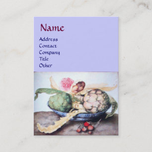 CARTÃO DE VISITA AS FRUTAS /ARTICHOKES DA ESTAÇÃO, COR-DE-ROSA & 