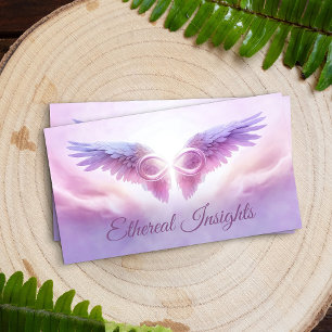 Cartão De Visita Asas de anjo e Símbolo do Infinito - suave pastel