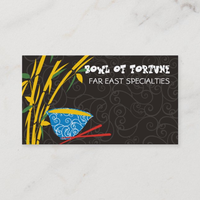 Cartão de visita asiático de bambu dos chopsticks (Frente)