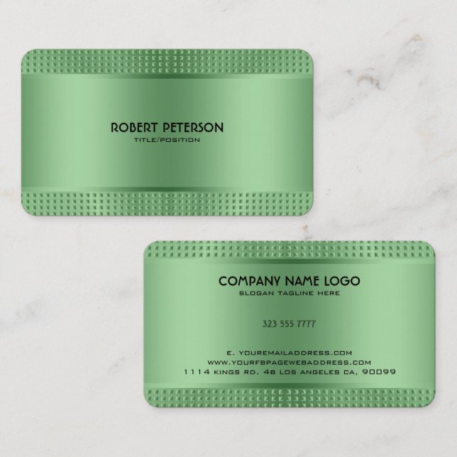 Cartão De Visita Aspecto de aço semmancha brilhante verde metálico (Frente/Verso)