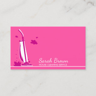 Cartão De Visita Aspirador de limpeza de casa feminino rosa elegant