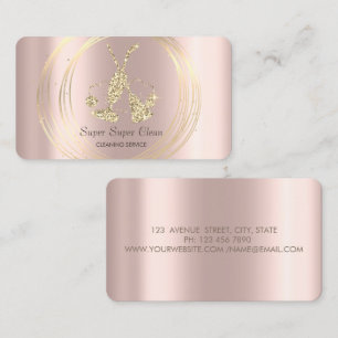 Cartão De Visita Aspirador de vassoura com círculos de ouro elegant