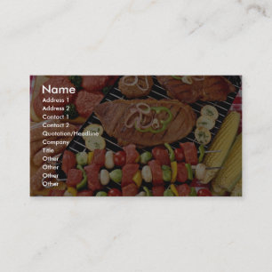 Cartão De Visita Assado delicioso com carne uncooked e cozinhada o