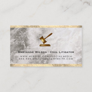Cartão De Visita Assessor legal do Gavel/guarnição Dourado de