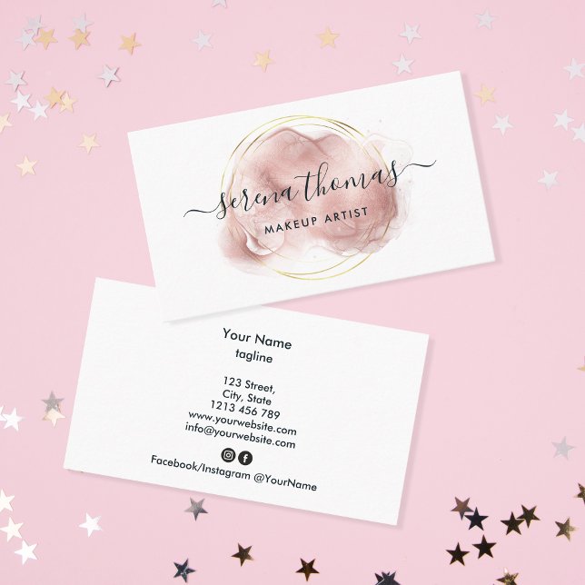 Cartão De Visita Assinatura de Abstrato moderno Blush Dourada aquco (Criador carregado)