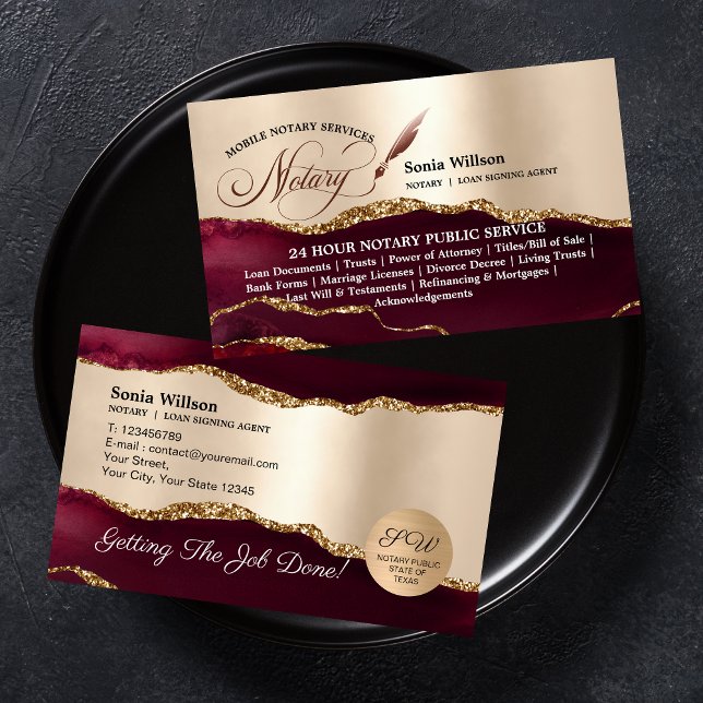 Cartão De Visita Assinatura de Empréstimo Notário Público Móvel (Criador carregado)