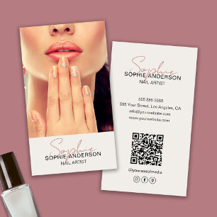 Cartão De Visita Assinatura de Script Moderno do Artista de Nail
