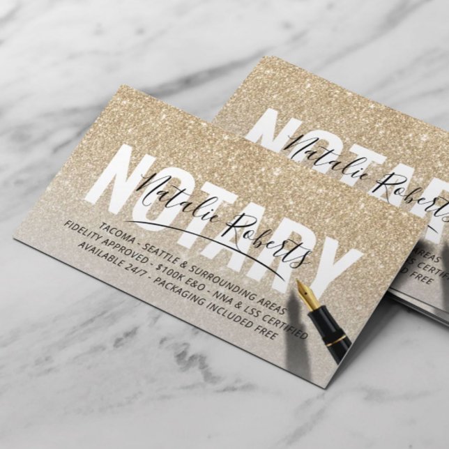 Cartão De Visita Assinatura Dourada de Lâmpada Pública Notária Móve (Criador carregado)