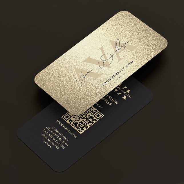 Cartão De Visita Assinatura Dourada Falsa Profissional Moderna Eleg (Elegant Modern Professional Black Gold Signature Business Card
)