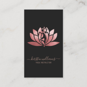 Cartão De Visita Assinatura Dourada Lotus Flower Yoga Pose rosa