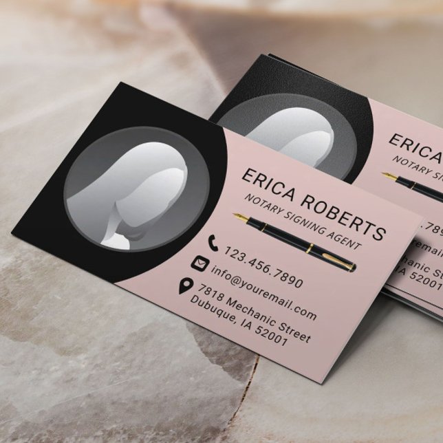 Cartão De Visita Assinatura Notária - Foto Preta e Rosa Simples do  (Criador carregado)