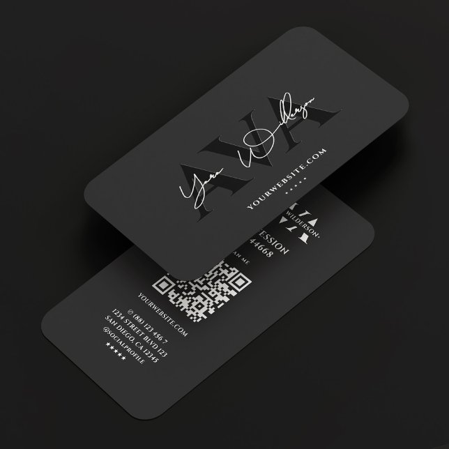 Cartão De Visita Assinatura preta profissional elegante (Elegant Professional Black Signature Business Card
)