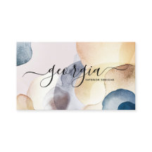 Assinatura Script Abstrato Aquarela Dourado Azul-M