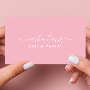 Cartão De Visita Assinatura Script Caligrafia Rosa Pastel