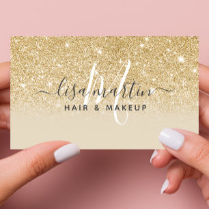Cartão De Visita Assinatura Script Glitter Dourado Moderno Feminino