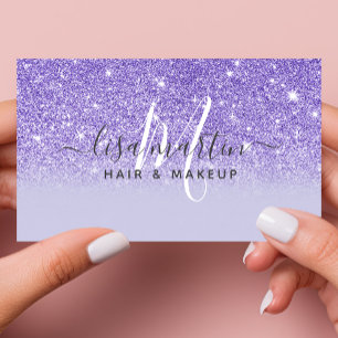 Cartão De Visita Assinatura Script Glitter Roxo Moderno Feminino