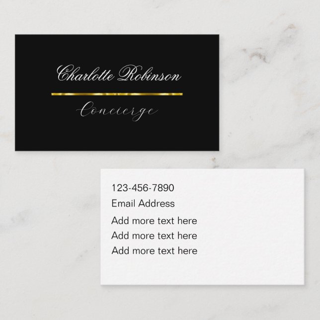 Cartão De Visita Assistente Pessoal de Concierge Sofisticado (Frente/Verso)