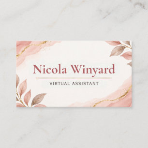 Cartão De Visita Assistente Virtual Rosa Elegante