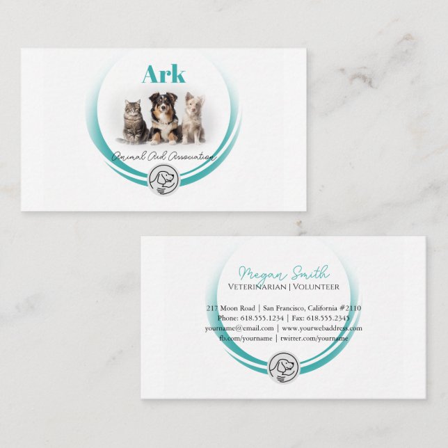 Cartão De Visita Associação de Ajuda Animal | Veterinário Voluntári (Frente/Verso)