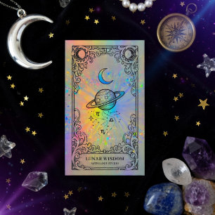 Cartão De Visita Astrologia Marca Zodíaco Celestial Holográfico