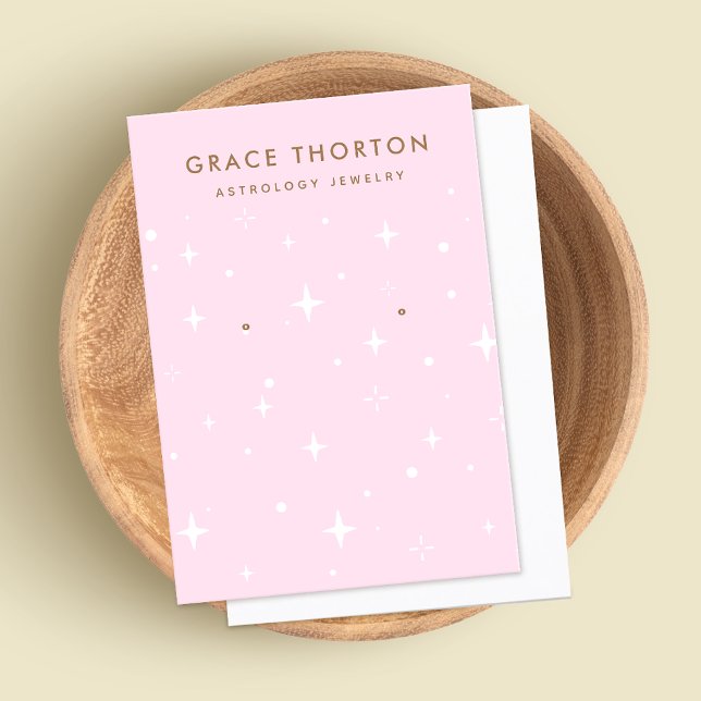 Cartão De Visita Astrologia Rosa Stars Ouvindo Jewelry Display Card (Criador carregado)