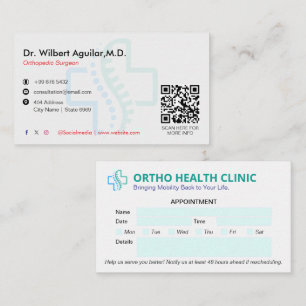 Cartão De Visita Atividade Clínica Ortopedia   Limpar Compromisso