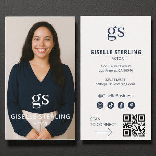 Cartão De Visita Ator Foto Social Media Código QR Moderno