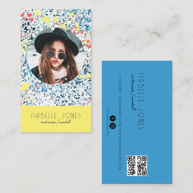 Cartão De Visita Ator Model Singer DJ Photo QR code Social Media (Frente/Verso)