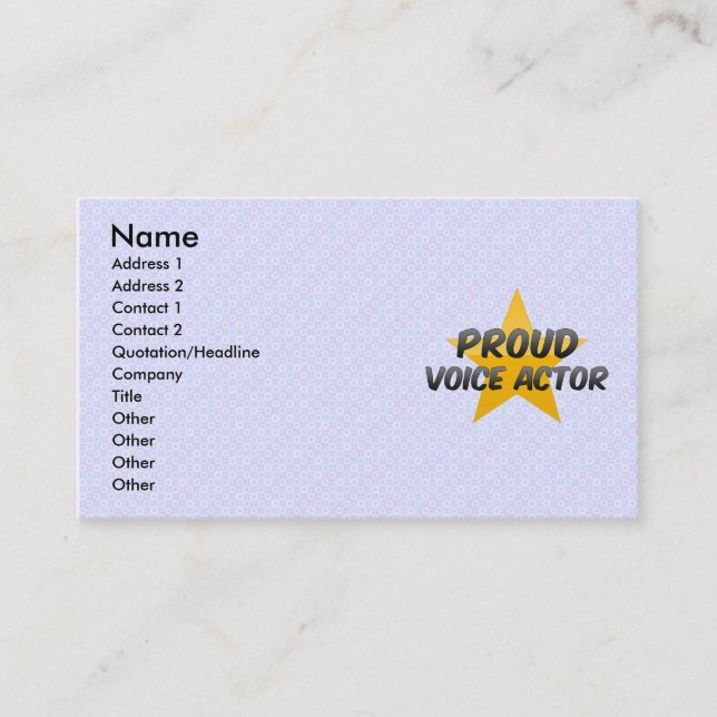 Cartão De Visita Ator orgulhoso da voz (Frente)