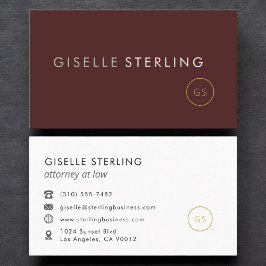 Cartão De Visita Attorney at Law Burgundy & Gold