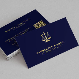 Cartão De Visita Attorney at law lawyer professional gold navy