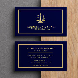 Cartão De Visita Attorney at law professional elegant gold navy