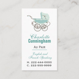 Cartão De Visita Au Pair Personalizado Verde Menta e Branco