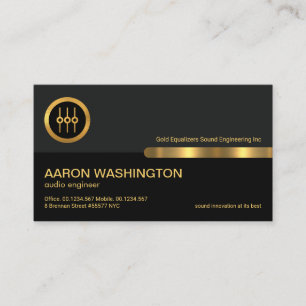Cartão De Visita Áudio do Equalizador de Som Dourado da Coluna Ret