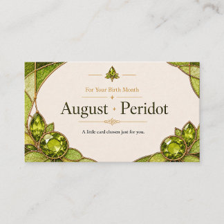 Cartão De Visita August Peridot Birthstone Shop Card