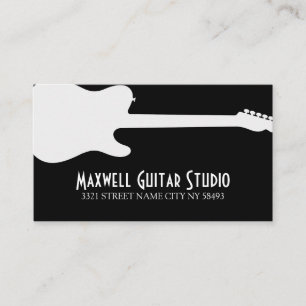 Cartão De Visita Aulas de Guitarra Instrutor Estúdio de Música Negó