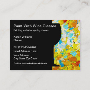 Cartão De Visita Aulas de Pintura e Degustação de Vinho