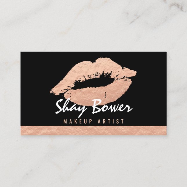 Cartão De Visita Aumentou o maquilhador do olhar da folha Dourado (Frente)