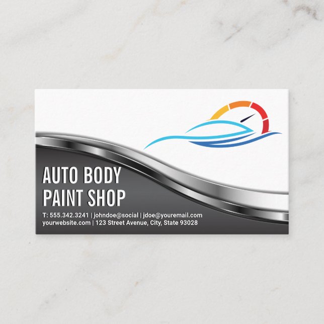 Cartão De Visita Auto Body Shop | Car Service Logo (Frente)