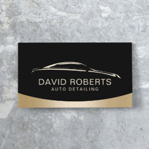 Cartão De Visita Auto preto automotriz de detalhe & ouro do lavagem