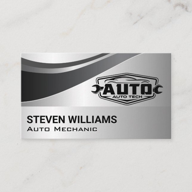 Cartão De Visita Auto Tech Repair Services | Gray (Frente)