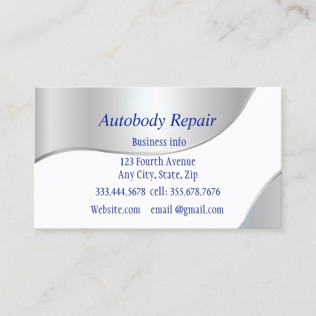 Cartão De Visita Autobody Repair Shiny Metal Background (Frente)