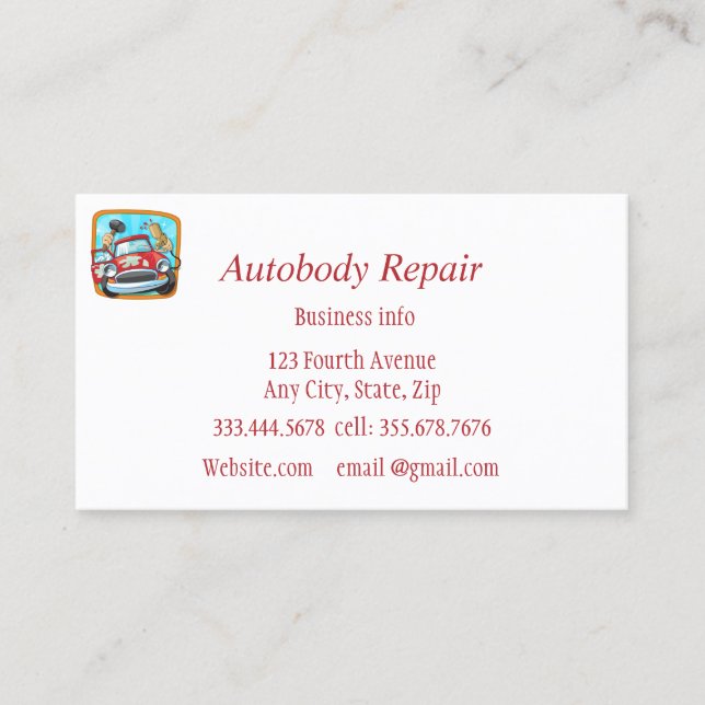 Cartão De Visita Autobody Repair Shiny Metal Background (Frente)