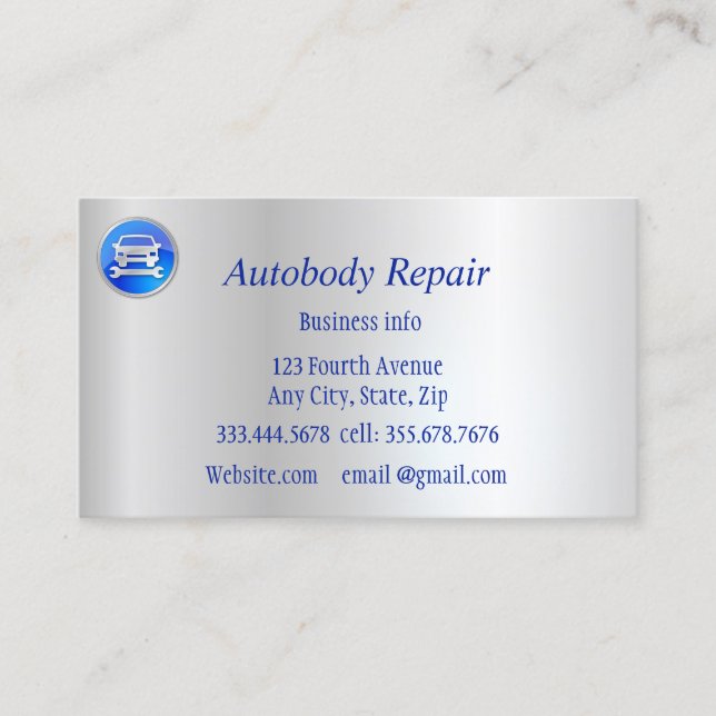 Cartão De Visita Autobody Repair Shiny Metal Background (Frente)