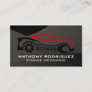 Cartão De Visita Automático Wrench Car   Estilo Preto de Brilho