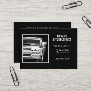Cartão De Visita Automotive Black and White American Muscular Car