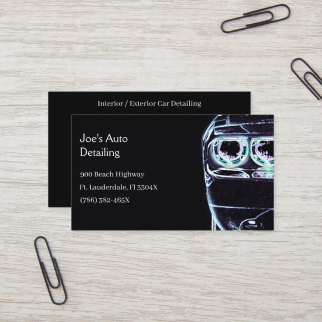 Cartão De Visita Automotive headlight American Muscar (Frente/Verso In Situ)